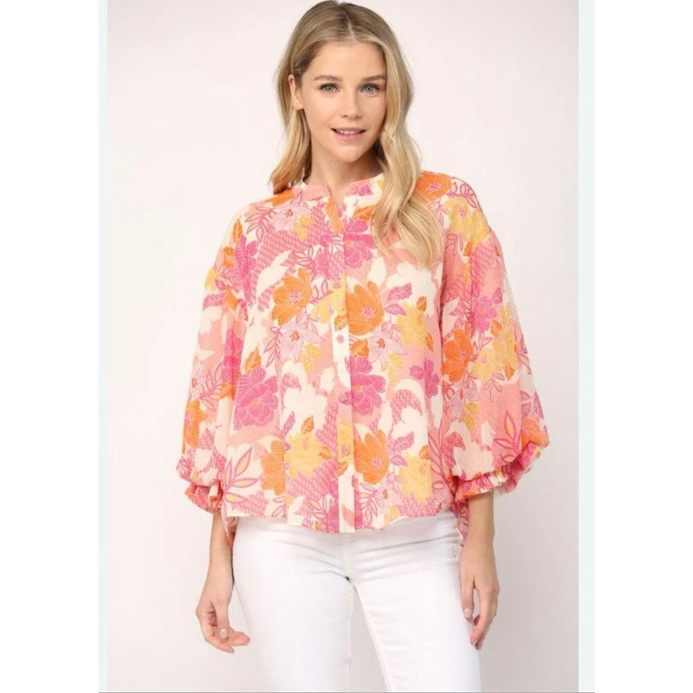 Fate Brit ballon sleeve blouse